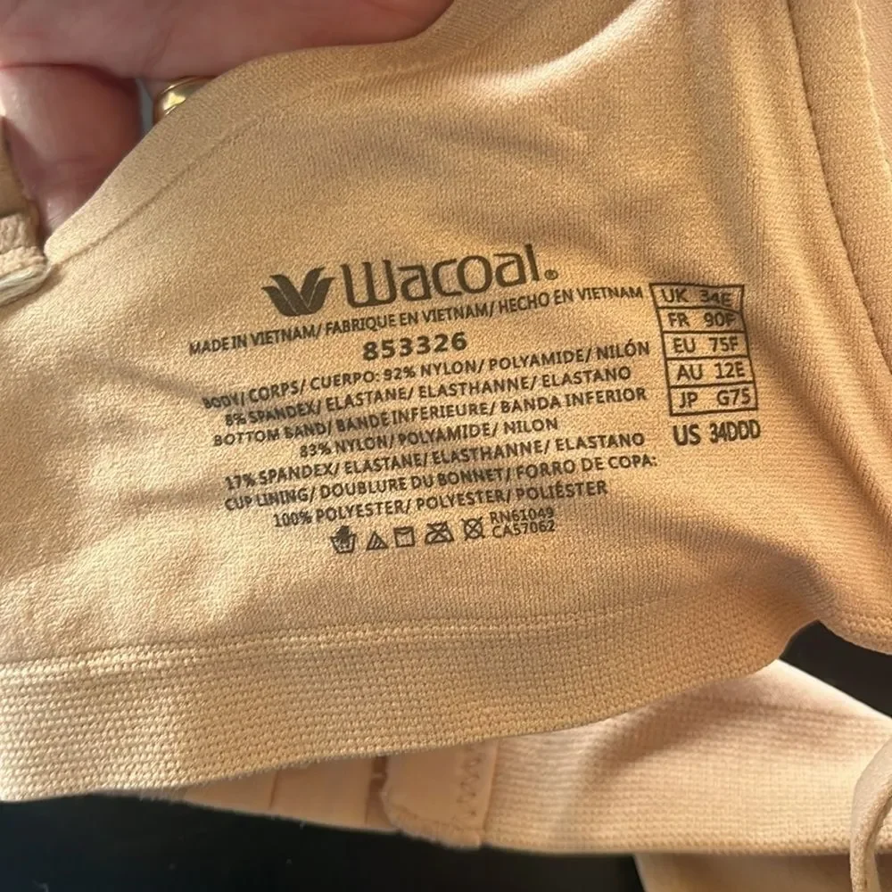 Excellent Wacoal Nude Full-Coverage Underwire Bra w/ Adjustable Straps 34F